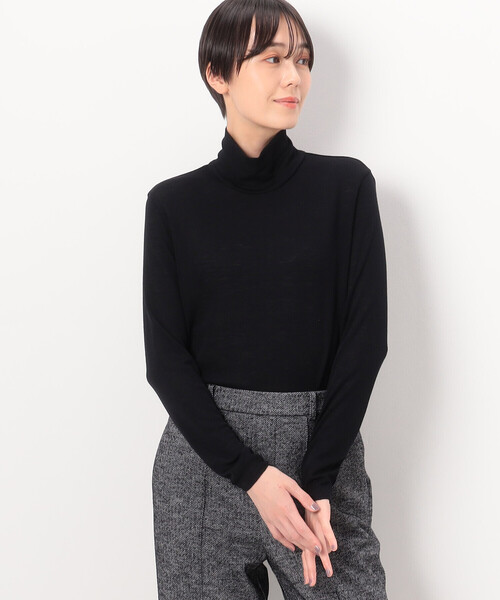 COMME CA（コムサ）の「〔 Sサイズ 〕 ウールフライス ハイネックプルオーバー（ニット/セーター・レディース・ブラック/トップグレー・5号）」の2枚目の写真