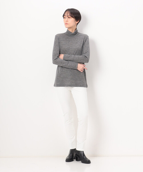 COMME CA（コムサ）の「〔 Sサイズ 〕 ウールフライス ハイネックプルオーバー（ニット/セーター・レディース・ブラック/トップグレー・5号）」の3枚目の写真