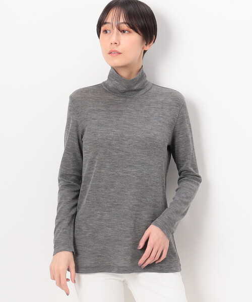 COMME CA（コムサ）の「〔 Sサイズ 〕 ウールフライス ハイネックプルオーバー（ニット/セーター・レディース・ブラック/トップグレー・5号）」の6枚目の写真