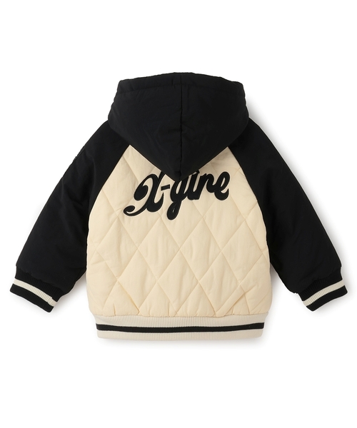X-girl Stages（エックスガールステージス）の「バックロゴキルティングブルゾン（ブルゾン・キッズ・アイボリー/ピンク・140cm/130cm/90cm/100cm/110cm/120cm）」の3枚目の写真