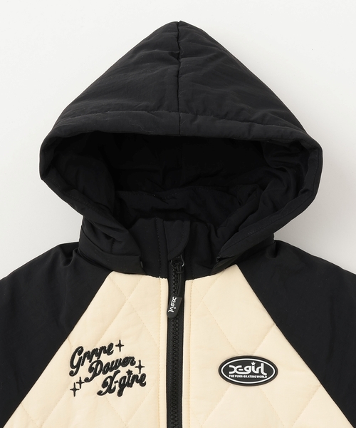 X-girl Stages（エックスガールステージス）の「バックロゴキルティングブルゾン（ブルゾン・キッズ・アイボリー/ピンク・140cm/130cm/90cm/100cm/110cm/120cm）」の4枚目の写真