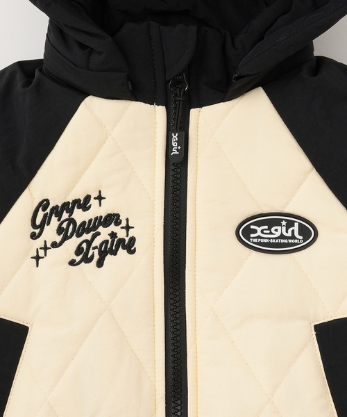 X-girl Stages（エックスガールステージス）の「バックロゴキルティングブルゾン（ブルゾン・キッズ・アイボリー/ピンク・140cm/130cm/90cm/100cm/110cm/120cm）」の7枚目の写真