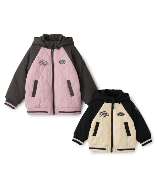 X-girl Stages（エックスガールステージス）の「バックロゴキルティングブルゾン（ブルゾン・キッズ・アイボリー/ピンク・140cm/130cm/90cm/100cm/110cm/120cm）」の13枚目の写真