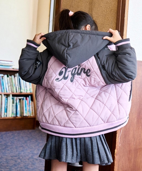 X-girl Stages（エックスガールステージス）の「バックロゴキルティングブルゾン（ブルゾン・キッズ・アイボリー/ピンク・140cm/130cm/90cm/100cm/110cm/120cm）」の19枚目の写真