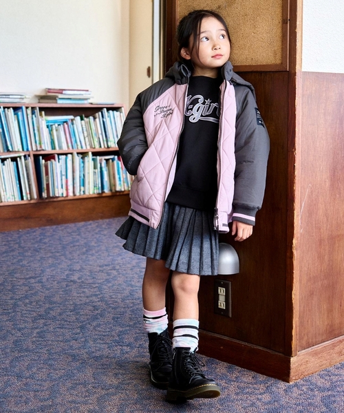 X-girl Stages（エックスガールステージス）の「バックロゴキルティングブルゾン（ブルゾン・キッズ・アイボリー/ピンク・140cm/130cm/90cm/100cm/110cm/120cm）」の21枚目の写真