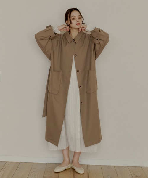 OLUN(オルン)の「3way long trench coat/3wayロングトレンチコート(トレンチコート・レディース・ベージュ/ブラウン・MEDIUM/SMALL)」の7枚目の写真