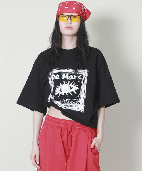 DEMARC(ドゥマーク)の「オーバーサイズスクエアプリント半袖Tシャツブラック(Tシャツ/カットソー・レディース・その他・LARGE/MEDIUM)」の6枚目の写真