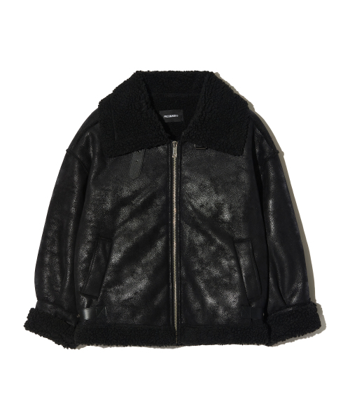 PIECEMAKER(ピースメーカー)の「CRACK LEATHER FLEECE MUSTANG (BLACK)(ダウンジャケット/コート・レディース・その他・FREE)」の2枚目の写真
