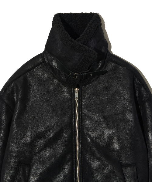 PIECEMAKER(ピースメーカー)の「CRACK LEATHER FLEECE MUSTANG (BLACK)(ダウンジャケット/コート・レディース・その他・FREE)」の3枚目の写真