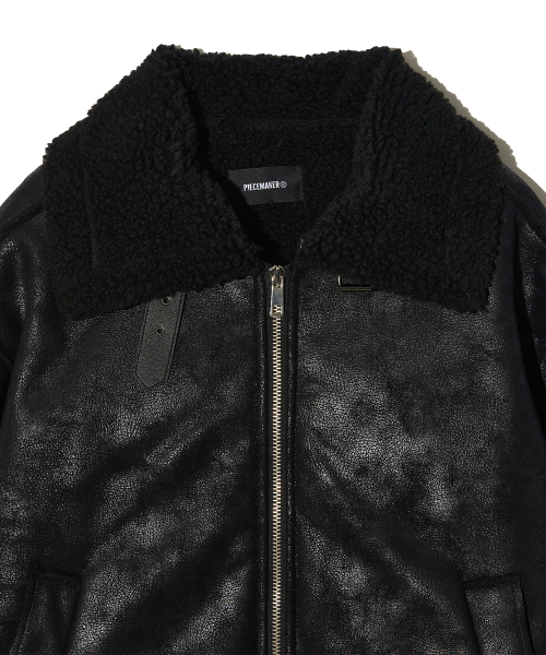 PIECEMAKER(ピースメーカー)の「CRACK LEATHER FLEECE MUSTANG (BLACK)(ダウンジャケット/コート・レディース・その他・FREE)」の4枚目の写真