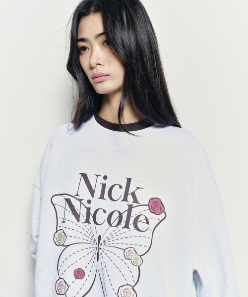NICK&NICOLE(ニックアンドニコール)の「BUTTERFLY ROSE SIGNATURE SWEATSHIRT_MELANGE BROWN(スウェット・レディース・その他・FREE)」の3枚目の写真