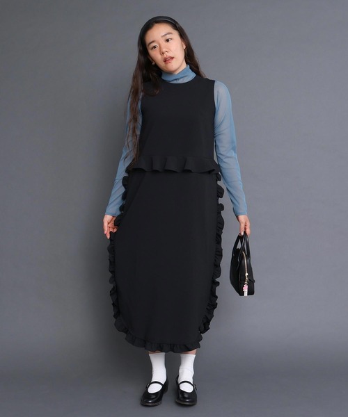 I am I in fact...（アイアムアイインファクト）の「SHELL FRILL peplum ドレス（ワンピース・レディース・ブラック・FREE）」の6枚目の写真