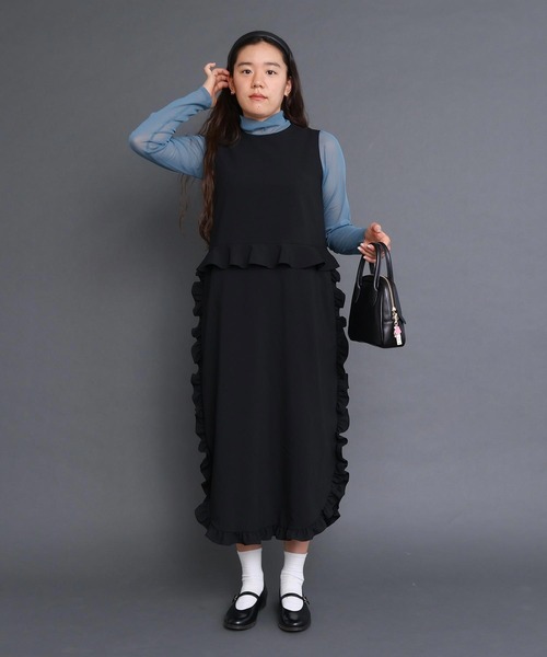 I am I in fact...（アイアムアイインファクト）の「SHELL FRILL peplum ドレス（ワンピース・レディース・ブラック・FREE）」の2枚目の写真
