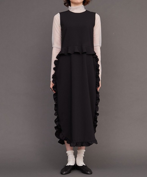 I am I in fact...（アイアムアイインファクト）の「SHELL FRILL peplum ドレス（ワンピース・レディース・ブラック・FREE）」の12枚目の写真