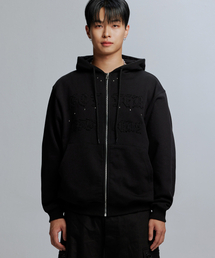 Gotter Gallery（ゴッターギャラリー）の「APPLIQUE STUD HOOD ZIP-UP_BLACK（パーカー）」