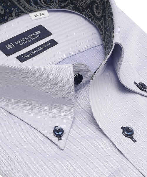 TOKYO SHIRTS(トウキョウシャツ)の「【超形態安定】 形態安定ノンアイロン ボタンダウン 長袖ビジネスワイシャツ(ビジネスシャツ・メンズ・ブルー・首回り39cm-裄丈80cm/首回り39cm-裄丈84cm/首回り41cm-裄丈82cm/首回り41cm-裄丈86cm/首回り42cm-裄丈82cm/首回り42cm-裄丈86cm/首回り43cm-裄丈82cm/首回り43cm-裄丈86cm/首回り37cm-裄丈80cm/首回り37cm-裄丈84cm)」の2枚目の写真