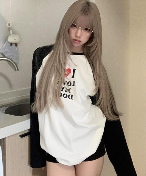 SHEPP(シープ)の「【26年春新作】ラブロゴプリントラグランロンT(Tシャツ/カットソー・レディース・ホワイト・M/L)」の13枚目の写真