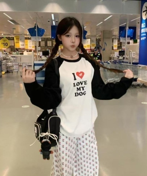 SHEPP(シープ)の「【26年春新作】ラブロゴプリントラグランロンT(Tシャツ/カットソー・レディース・ホワイト・M/L)」の9枚目の写真
