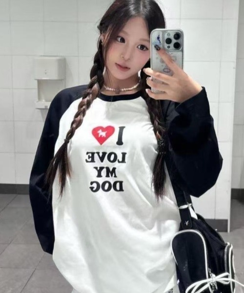 SHEPP(シープ)の「【26年春新作】ラブロゴプリントラグランロンT(Tシャツ/カットソー・レディース・ホワイト・M/L)」の8枚目の写真