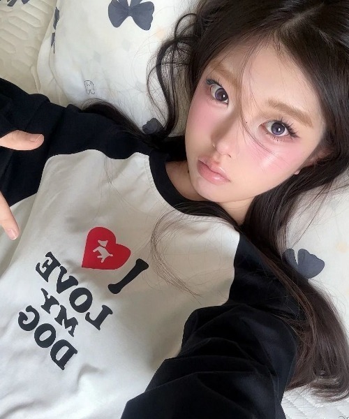 SHEPP(シープ)の「【26年春新作】ラブロゴプリントラグランロンT(Tシャツ/カットソー・レディース・ホワイト・M/L)」の5枚目の写真