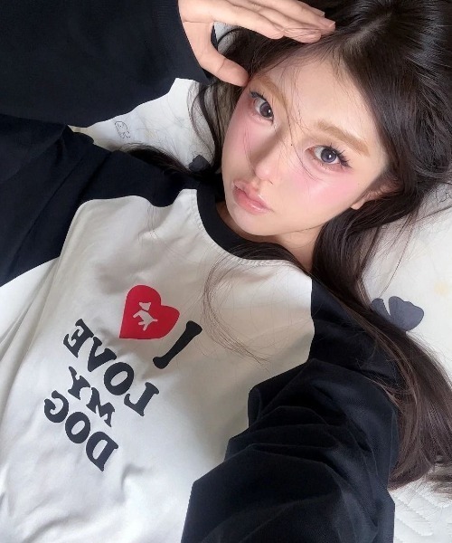 SHEPP(シープ)の「【26年春新作】ラブロゴプリントラグランロンT(Tシャツ/カットソー・レディース・ホワイト・M/L)」の4枚目の写真