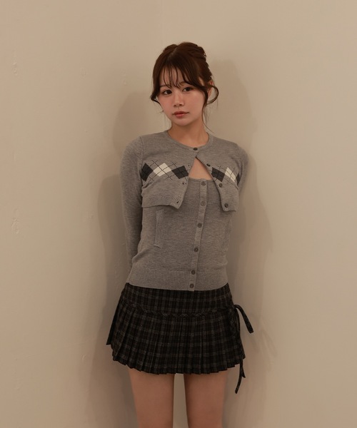 M DOLLY(エムドリー)の「check Lirica mini skirt/チェックリリカミニスカート(スカート・レディース・ブラック/ブラウン・S/M)」の5枚目の写真