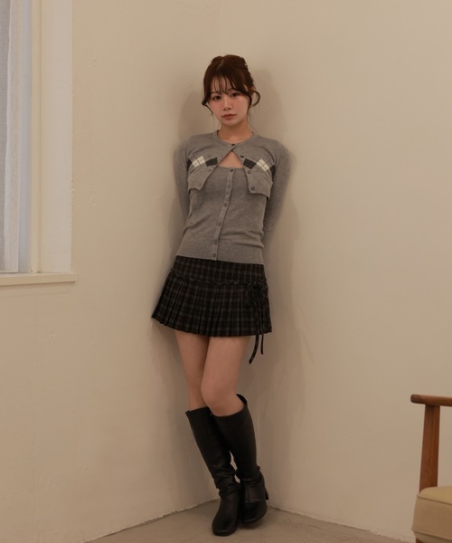 M DOLLY(エムドリー)の「check Lirica mini skirt/チェックリリカミニスカート(スカート・レディース・ブラック/ブラウン・S/M)」の6枚目の写真