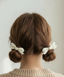 Lady Rora（レディーローラ）の「マロン リボン ヘアクリップ 2個セット（バレッタ/ヘアクリップ）」