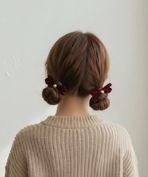 Lady Rora（レディーローラ）の「マロン リボン ヘアクリップ 2個セット（バレッタ/ヘアクリップ）」