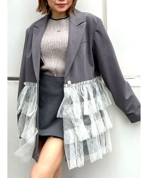 CALNAMUR(カルナムール)の「ケーブルMIXコンパクトニット(ニット/セーター・レディース・グレー/ネイビー/ブルー・FREE)」の9枚目の写真