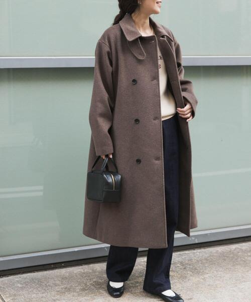 URBAN RESEARCH DOORS（アーバンリサーチドアーズ）の「ウールロングコート（その他アウター・レディース・ブラウン系その他/ネイビー・MEDIUM）」の8枚目の写真