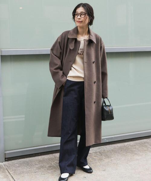 URBAN RESEARCH DOORS（アーバンリサーチドアーズ）の「ウールロングコート（その他アウター・レディース・ブラウン系その他/ネイビー・MEDIUM）」の9枚目の写真