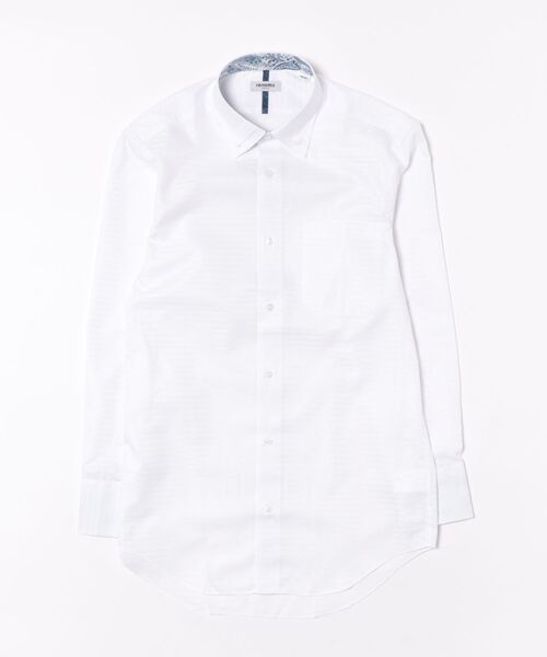 renoma HOMME(レノマオム)の「ワイシャツ メンズ イージーアイロン 綿混 3枚衿風 ボタンダウン 長袖 ビジネス ドレス NEWスタンダードフィット(ビジネスシャツ・メンズ・ホワイト・首回り43cm-裄丈82cm/首回り43cm-裄丈86cm/首回り39cm-裄丈80cm/首回り39cm-裄丈84cm/首回り41cm-裄丈82cm/首回り41cm-裄丈86cm/首回り37cm-裄丈80cm/首回り45cm-裄丈86cm)」の2枚目の写真