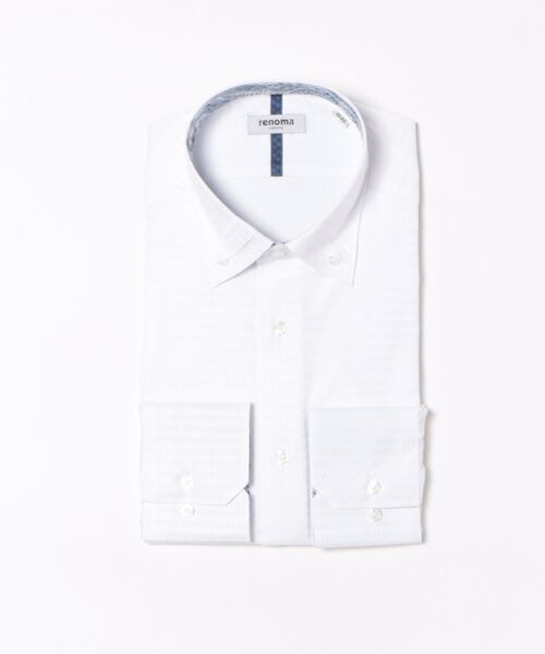 renoma HOMME(レノマオム)の「ワイシャツ メンズ イージーアイロン 綿混 3枚衿風 ボタンダウン 長袖 ビジネス ドレス NEWスタンダードフィット(ビジネスシャツ・メンズ・ホワイト・首回り43cm-裄丈82cm/首回り43cm-裄丈86cm/首回り39cm-裄丈80cm/首回り39cm-裄丈84cm/首回り41cm-裄丈82cm/首回り41cm-裄丈86cm/首回り37cm-裄丈80cm/首回り45cm-裄丈86cm)」の4枚目の写真