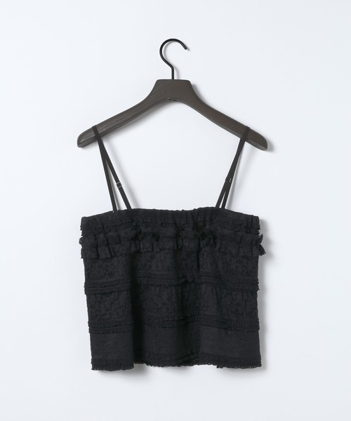 eL(エル)の「【eL】Jacquard Frill BarTop/641318(Tシャツ/カットソー・レディース・ブラック/オフホワイト・FREE)」の3枚目の写真