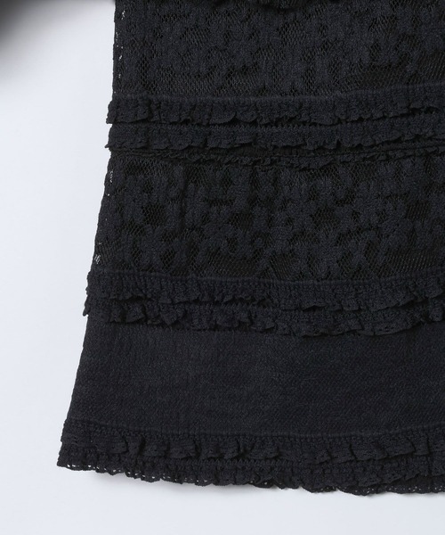 eL(エル)の「【eL】Jacquard Frill BarTop/641318(Tシャツ/カットソー・レディース・ブラック/オフホワイト・FREE)」の6枚目の写真