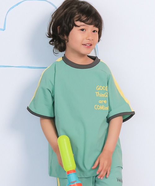 MARKEY'S(マーキーズ)の「【消臭加工/吸水速乾/UVカット】サイドラインプリントTシャツ/セットアップ可(Tシャツ/カットソー・キッズ・グリーン/ピンク/イエロー・80/90/95/100/110/120/130/140/150)」の2枚目の写真