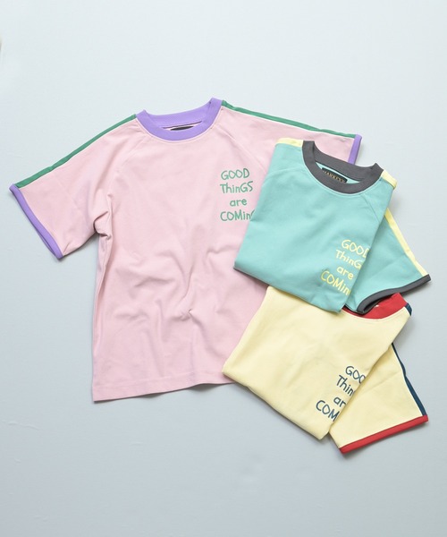MARKEY'S(マーキーズ)の「【消臭加工/吸水速乾/UVカット】サイドラインプリントTシャツ/セットアップ可(Tシャツ/カットソー・キッズ・グリーン/ピンク/イエロー・80/90/95/100/110/120/130/140/150)」の4枚目の写真