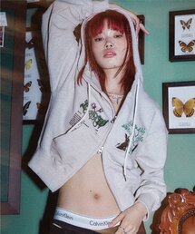 2 WAY BUNNY CROP HOOD ZIPUP oatmeal