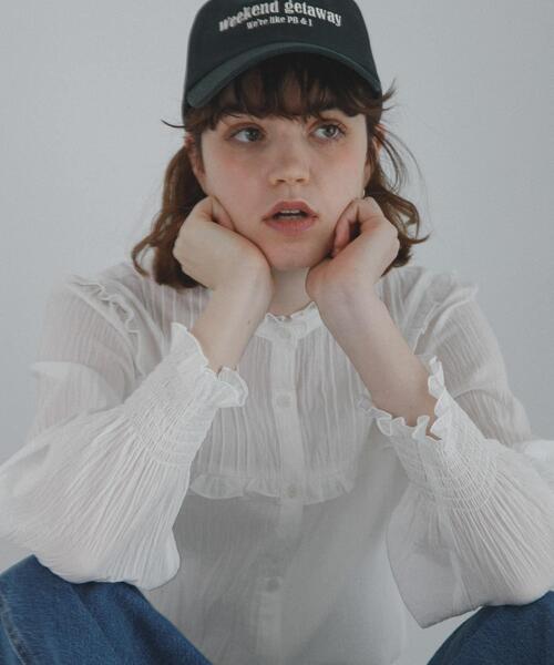 URBAN RESEARCH Sonny Label(アーバンリサーチサニーレーベル)の「『WEB限定』スタンドカラーピンタックフリルシャツ(シャツ/ブラウス・レディース・オフホワイト/ブラック・FREE)」の3枚目の写真