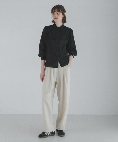 URBAN RESEARCH Sonny Label(アーバンリサーチサニーレーベル)の「『WEB限定』スタンドカラーピンタックフリルシャツ(シャツ/ブラウス・レディース・オフホワイト/ブラック・FREE)」の20枚目の写真