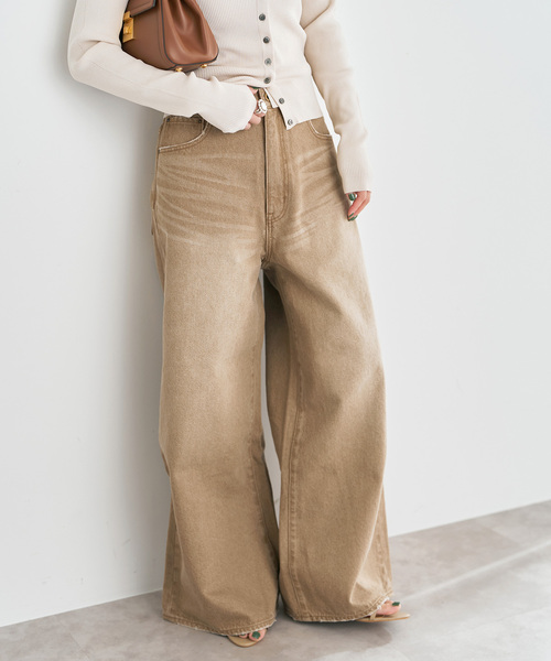 Spick & Span（スピックアンドスパン）の「5 1/2 HIGH-WIDELEG DENIM（デニムパンツ・レディース・アイボリー/ベージュ・28/27）」の2枚目の写真