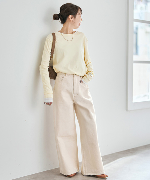 Spick & Span（スピックアンドスパン）の「5 1/2 HIGH-WIDELEG DENIM（デニムパンツ・レディース・アイボリー/ベージュ・28/27）」の3枚目の写真