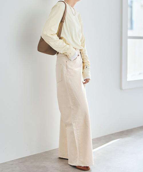Spick & Span（スピックアンドスパン）の「5 1/2 HIGH-WIDELEG DENIM（デニムパンツ・レディース・アイボリー/ベージュ・28/27）」の7枚目の写真