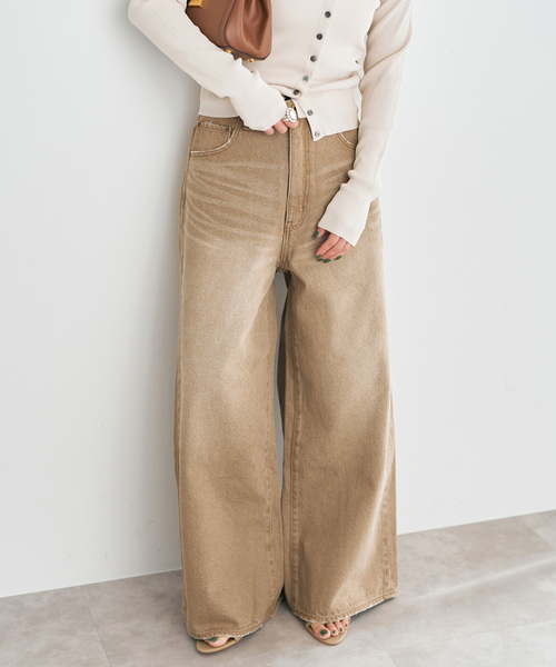 Spick & Span（スピックアンドスパン）の「5 1/2 HIGH-WIDELEG DENIM（デニムパンツ・レディース・アイボリー/ベージュ・28/27）」の10枚目の写真