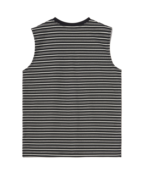 PIECEMAKER(ピースメーカー)の「STRIPE WAFFLE SLEEVELESS TOP (BLACK)(Tシャツ/カットソー・レディース・その他・M)」の3枚目の写真