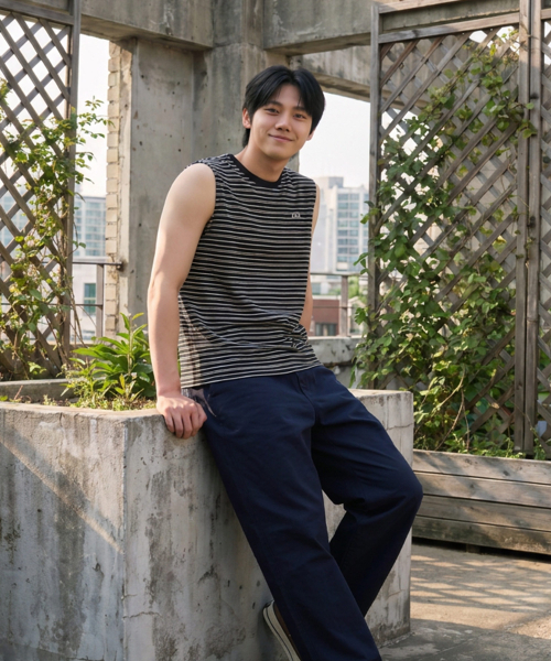 PIECEMAKER(ピースメーカー)の「STRIPE WAFFLE SLEEVELESS TOP (BLACK)(Tシャツ/カットソー・レディース・その他・M)」の7枚目の写真