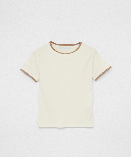 320SHOWROOM(320ショールーム)の「Ribbed Color-Blocked Short Sleeve T Cream(Tシャツ/カットソー・レディース・その他・ONE SIZE)」の5枚目の写真