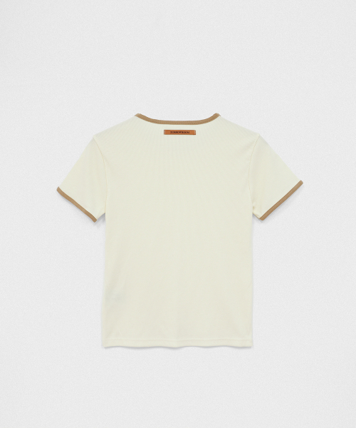 320SHOWROOM(320ショールーム)の「Ribbed Color-Blocked Short Sleeve T Cream(Tシャツ/カットソー・レディース・その他・ONE SIZE)」の6枚目の写真