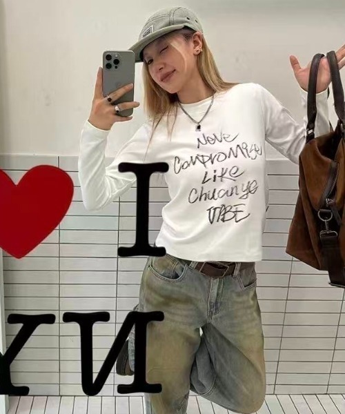 AsRiRe(アスリレイ)の「26ss 前プリントシュート丈トップス(Tシャツ/カットソー・レディース・ライトグレー/ホワイト系その他/ホワイト/ネイビー/ブラック・M)」の7枚目の写真